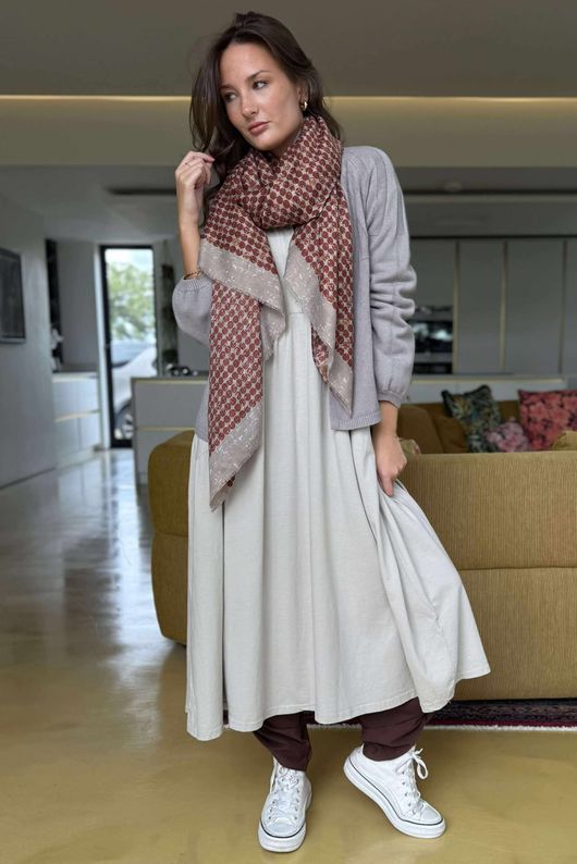 Made in Italy Donegal Cotton Jersey Smock Dress Stone